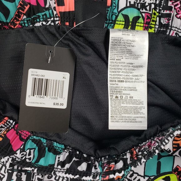 NWT Boys XL HURLEY Multi Neon Colored Graffiti Swim Board Shorts - Picture 9 of 9